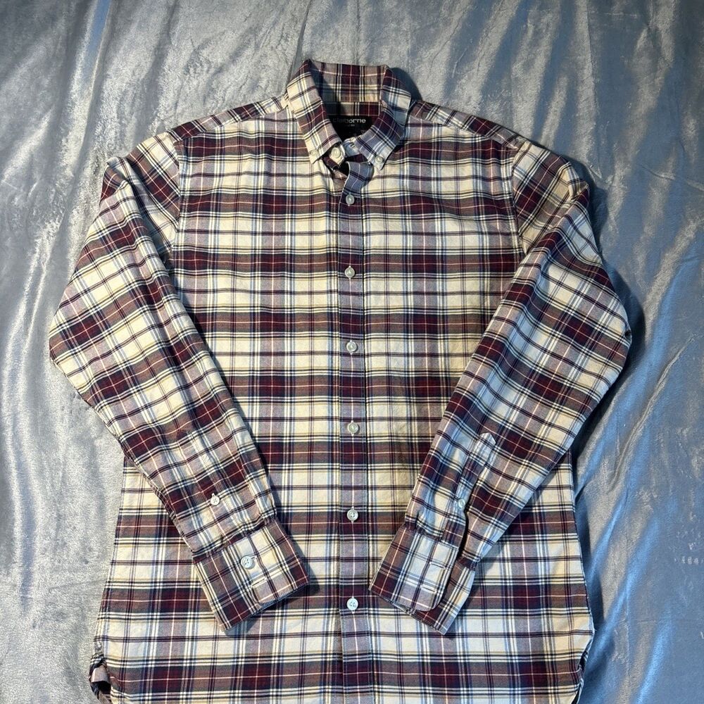 Claiborne Men's Long Sleeve Plaid Button Down Shirt Slim Fit Size Small